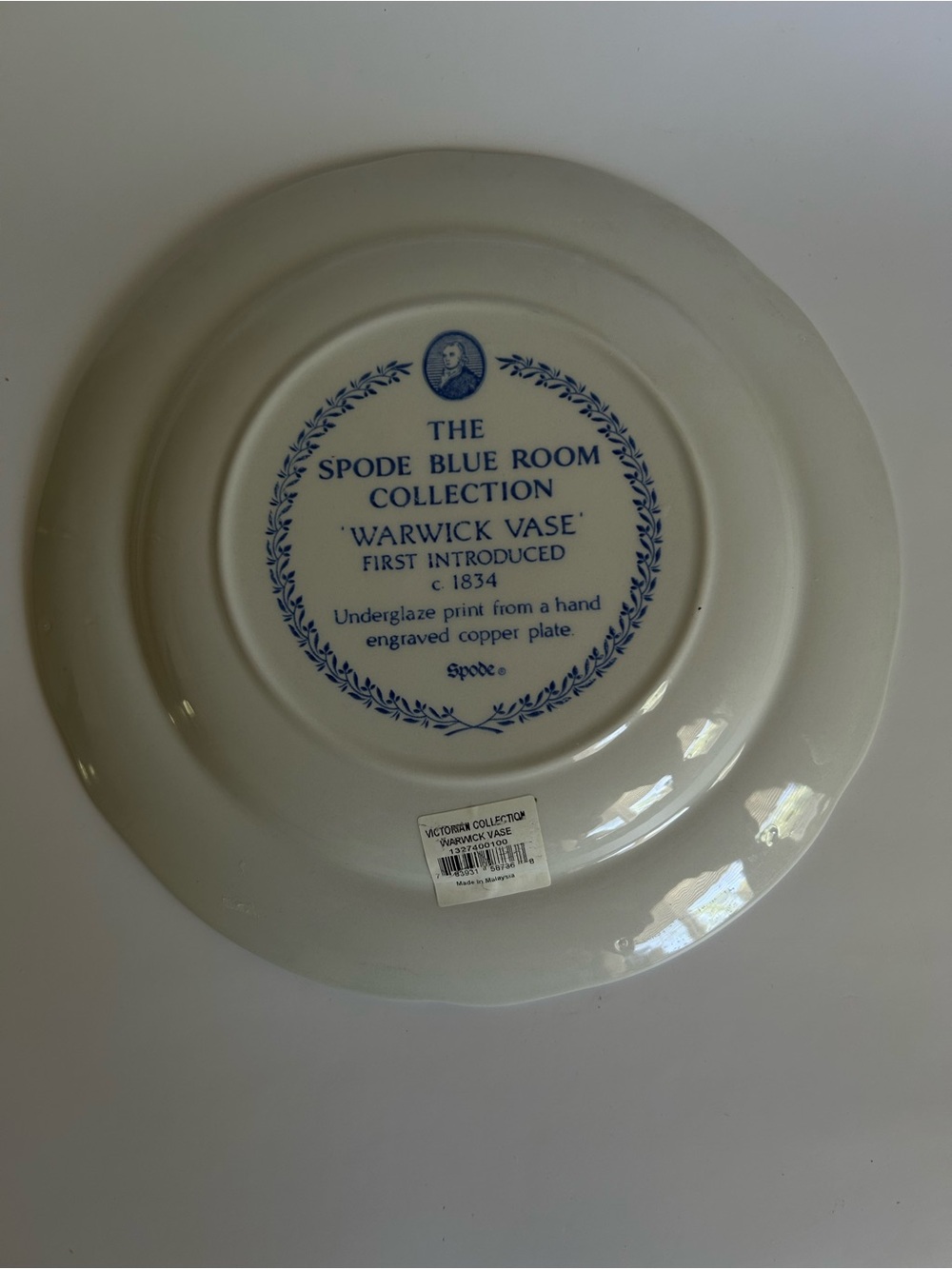 Spode Blue Room Collection Dinner Plate Warwick Vase Pattern 10 3/8” - Picture 5 of 6